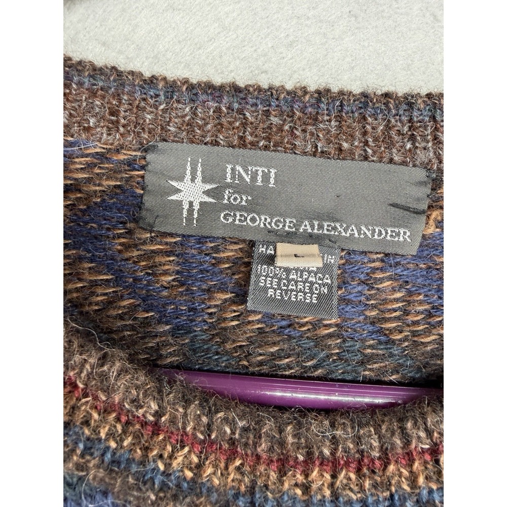VTG INTI for George Alexander Mens L 100% Alpaca Handloomed in Bolivia Sweater - Picture 3 of 9